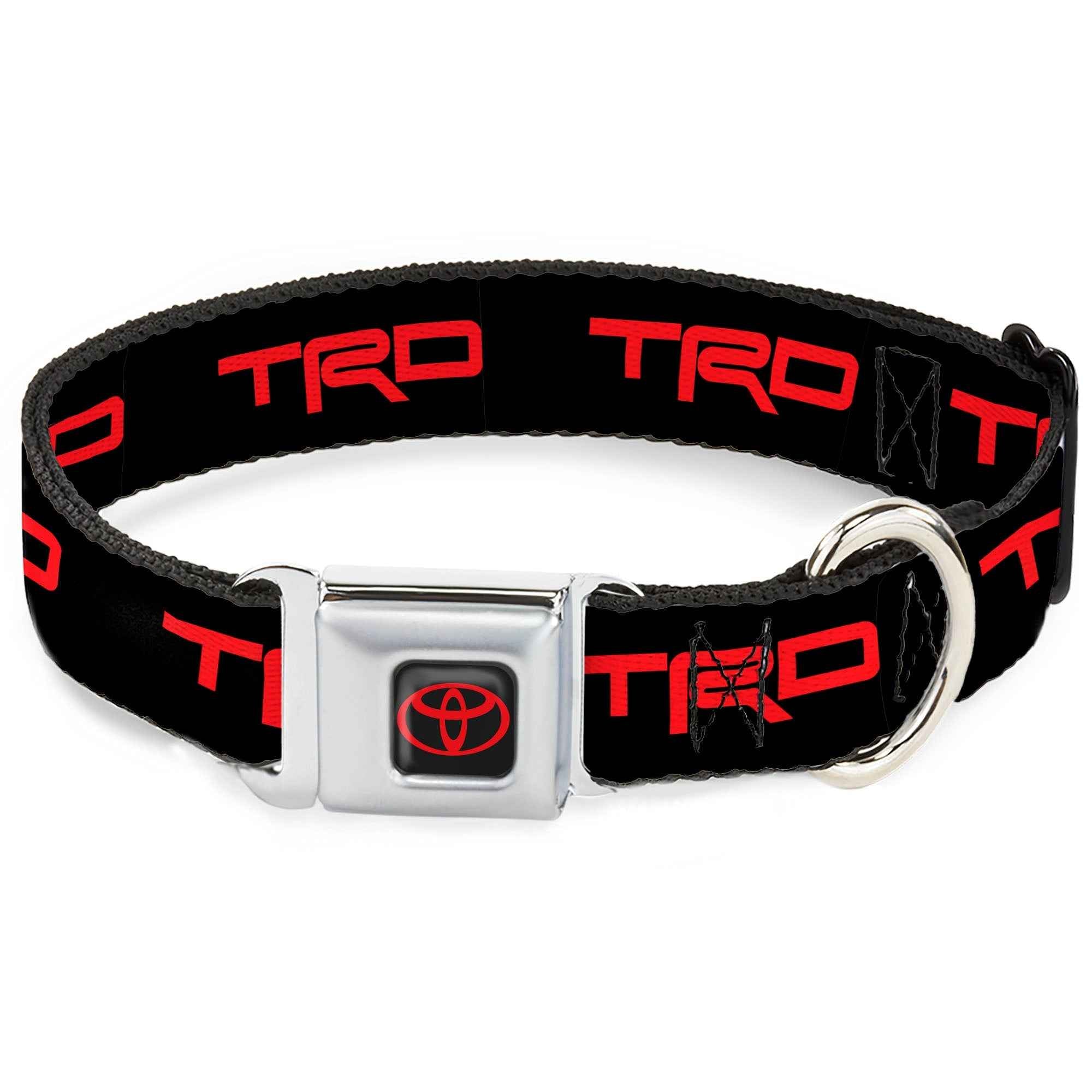 Buckle-Down Toyota Logo Full Color Black/Red Seatbelt Buckle Dog Collar - Toyota Racing Development TRD Logo Black/Red