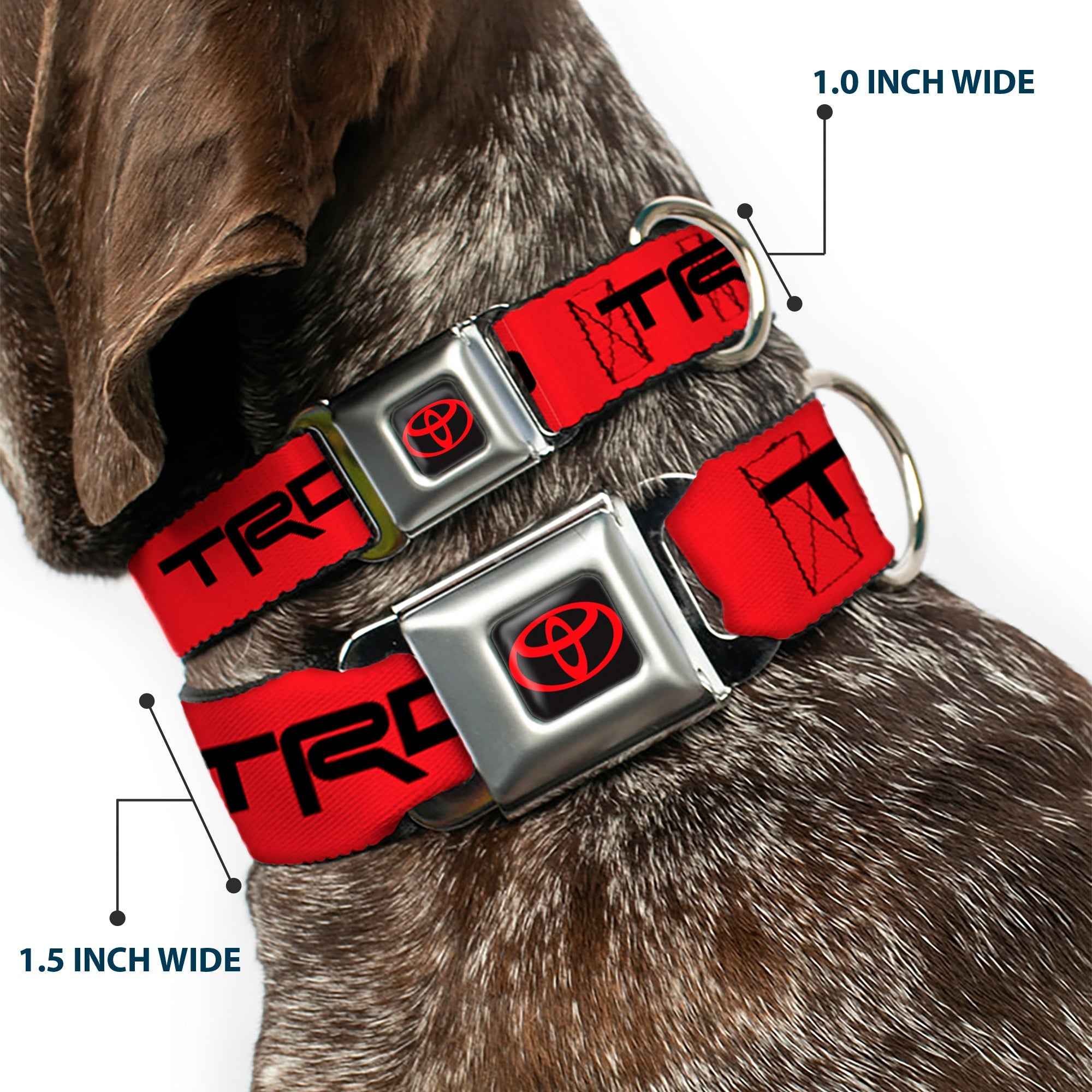 Buckle-Down Toyota Logo Full Color Black/Red Seatbelt Buckle Dog Collar - Toyota Racing Development TRD Logo Red/Black