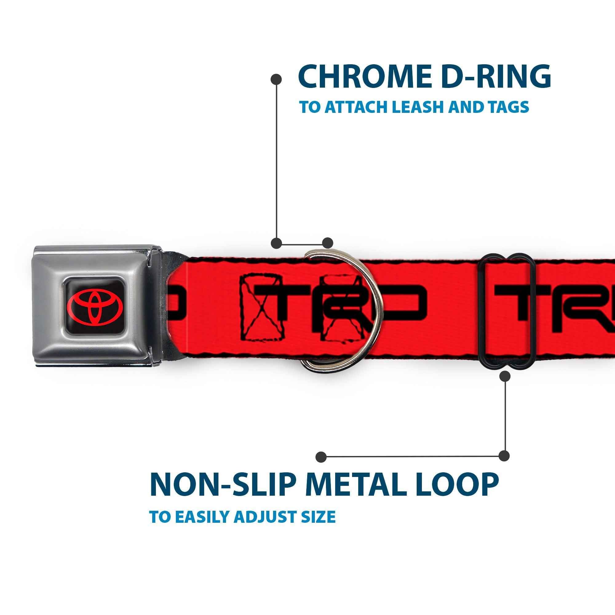 Buckle-Down Toyota Logo Full Color Black/Red Seatbelt Buckle Dog Collar - Toyota Racing Development TRD Logo Red/Black
