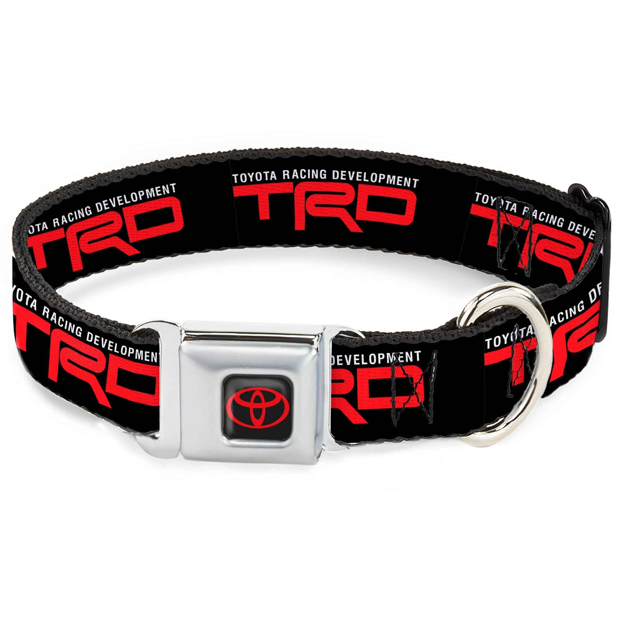 Buckle-Down Toyota Logo Full Color Black/Red Seatbelt Buckle Dog Collar - Toyota Racing Development TRD Logo Black/White/Red