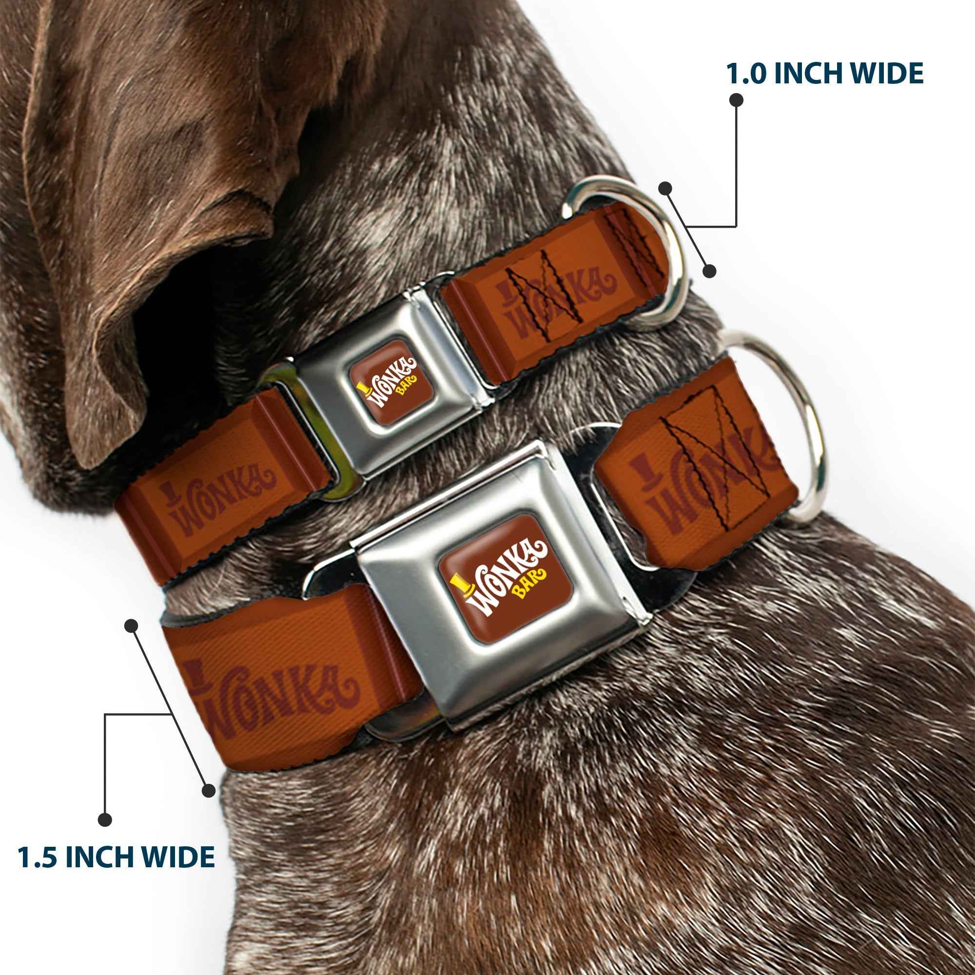 Buckle-Down Willy Wonka and the Chocolate Factory Wonka Bar Logo & Chocolate Bar Browns Seatbelt Buckle Dog Collar