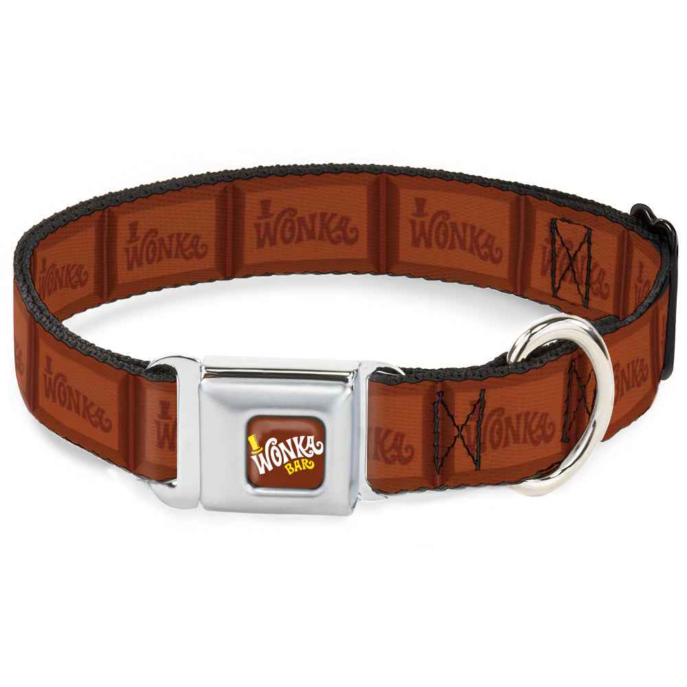 Buckle-Down Willy Wonka and the Chocolate Factory Wonka Bar Logo & Chocolate Bar Browns Seatbelt Buckle Dog Collar