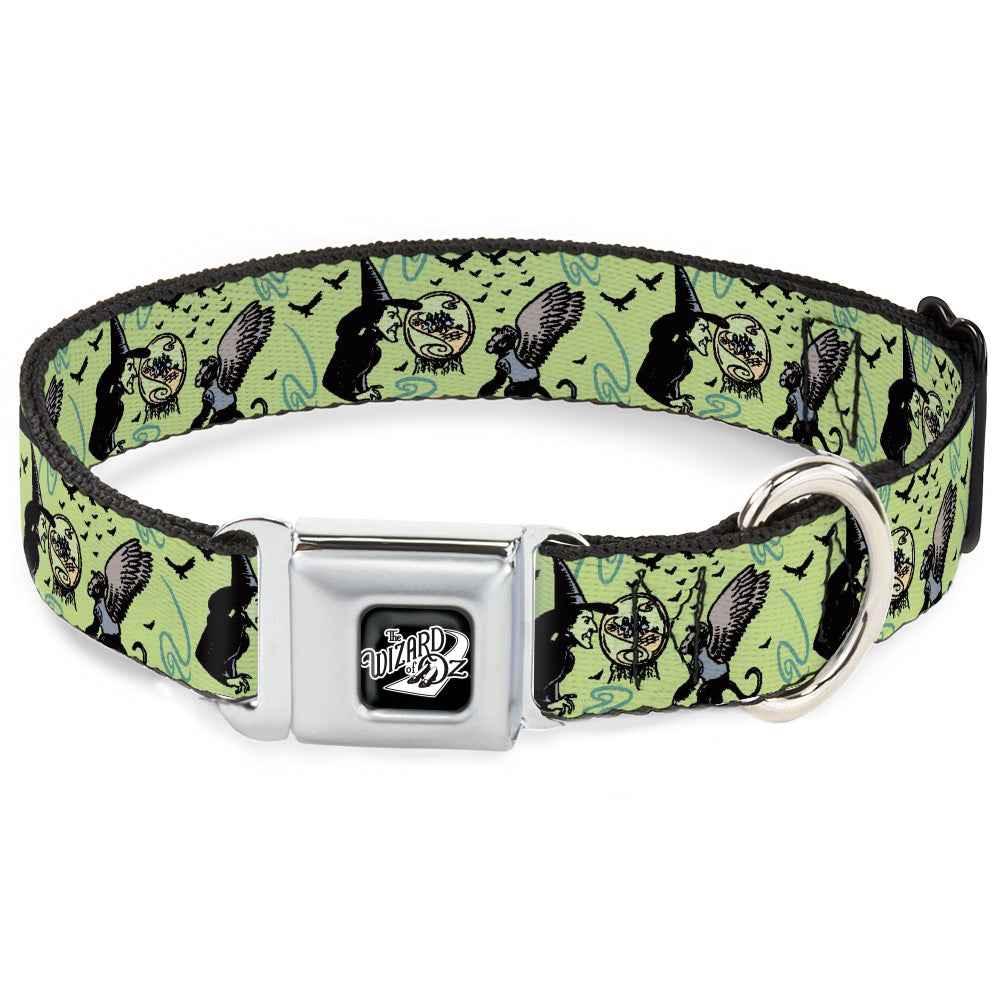 Buckle-Down The Wizard Of Oz Title Logo Black/White & Wicked Witch of the West and Flying Monkeys Seatbelt Buckle Dog Collar