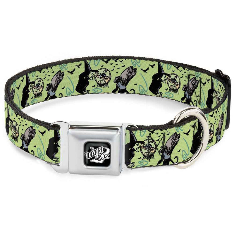 Buckle-Down The Wizard Of Oz Title Logo Black/White & Wicked Witch of the West and Flying Monkeys Seatbelt Buckle Dog Collar