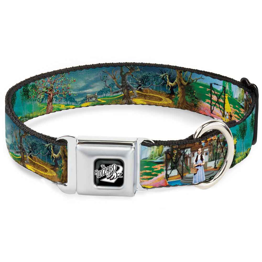 Buckle-Down The Wizard Of Oz Title Logo Full Color Black/White Seatbelt Buckle Dog Collar - The Wizard of Oz Yellow Brick Road Scenes