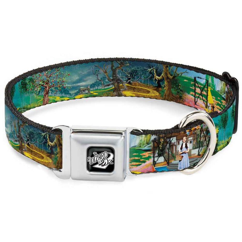Buckle-Down The Wizard Of Oz Title Logo Full Color Black/White Seatbelt Buckle Dog Collar - The Wizard of Oz Yellow Brick Road Scenes