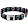 Buckle-Down DC Wonder Woman Floral Skull Seatbelt Buckle Dog Collar