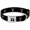 Buckle-Down Yellowstone Y Logo Full Color Black/White Seatbelt Buckle Dog Collar - Yellowstone Y Logo Black/White
