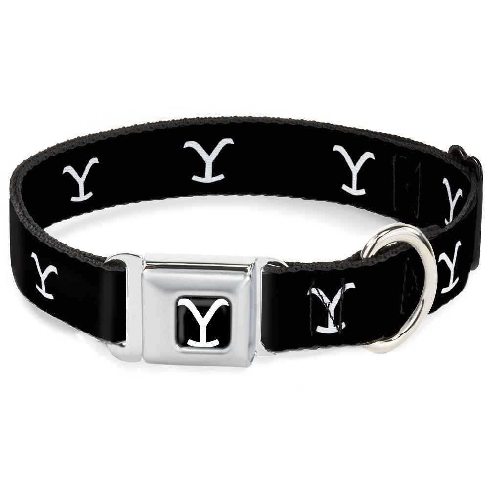 Buckle-Down Yellowstone Y Logo Full Color Black/White Seatbelt Buckle Dog Collar - Yellowstone Y Logo Black/White