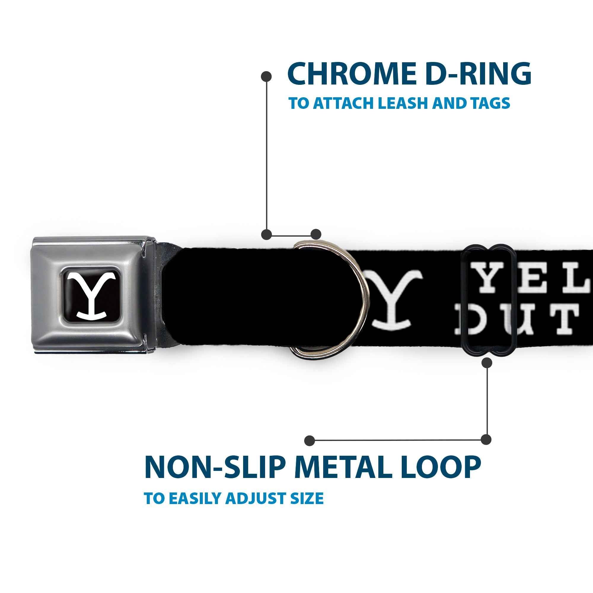 Buckle-Down Yellowstone Y Logo Full Color Black/White Seatbelt Buckle Dog Collar - Yellowstone Dutton Ranch and Logo Black/White