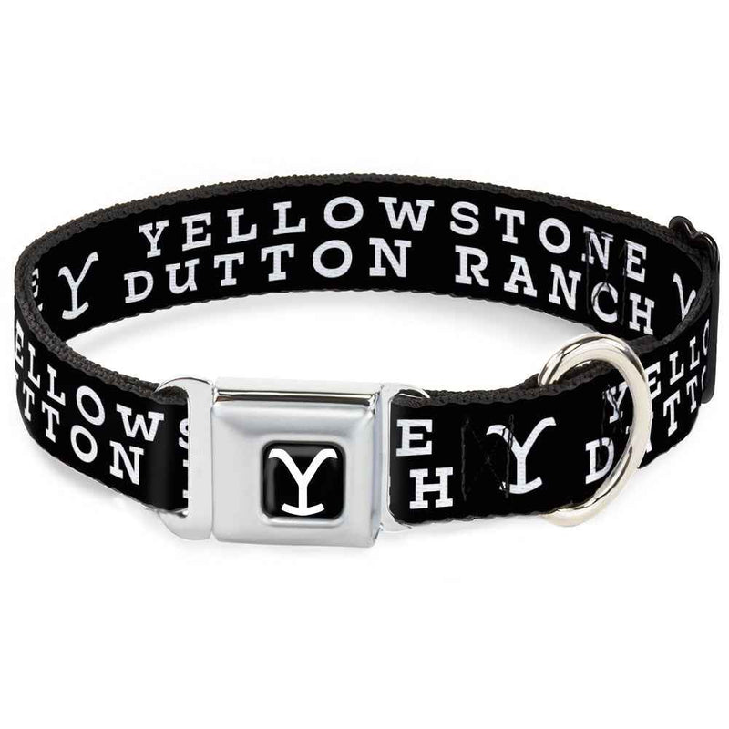 Buckle-Down Yellowstone Y Logo Full Color Black/White Seatbelt Buckle Dog Collar - Yellowstone Dutton Ranch and Logo Black/White