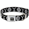 Yellowstone Y Logo Full Color Black/White Seatbelt Buckle Collar - Yellowstone Dutton Ranch and Native American Icons Black/White