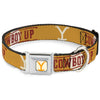 Buckle-Down Yellowstone Y Logo Weathered Full Color White/Yellow Seatbelt Buckle Dog Collar - Yellowstone Y Logo Cowboy Up Text Yellow/Red/White
