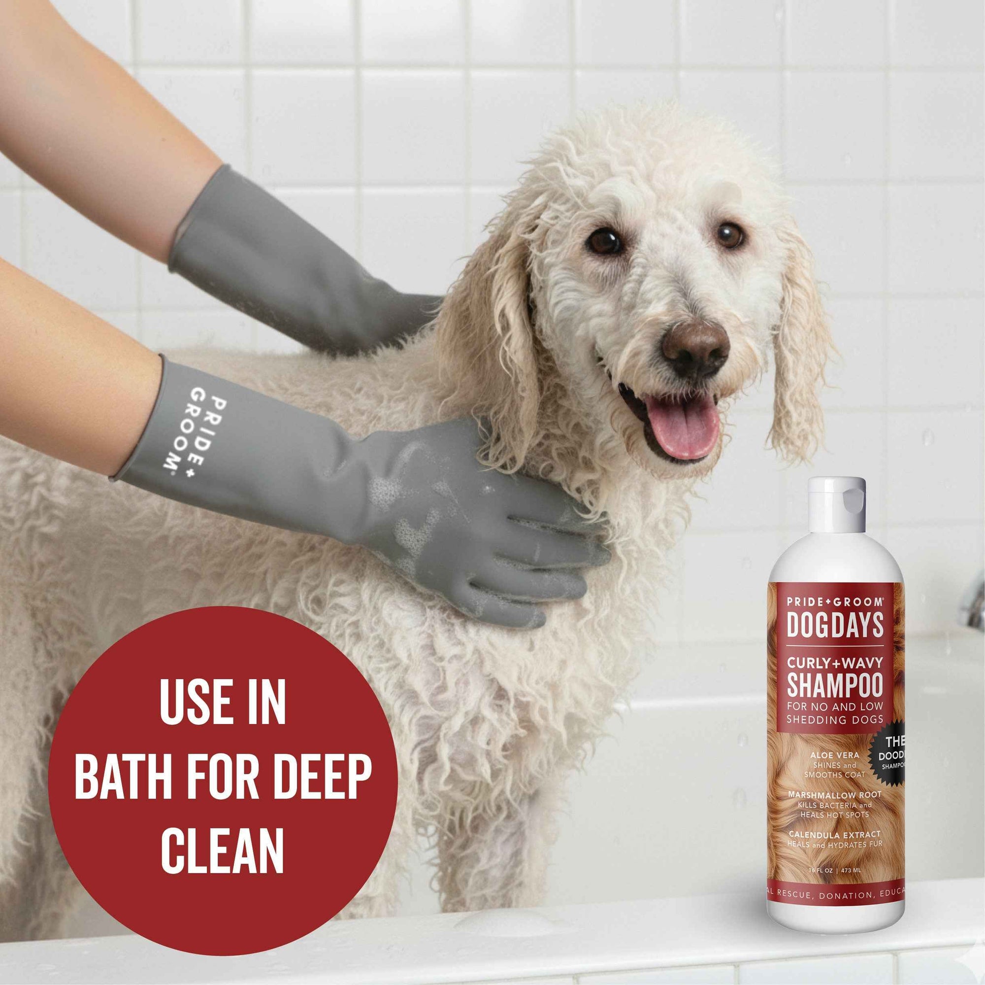 PRIDE+GROOM Silicone Dog Bath Scrubber Gloves