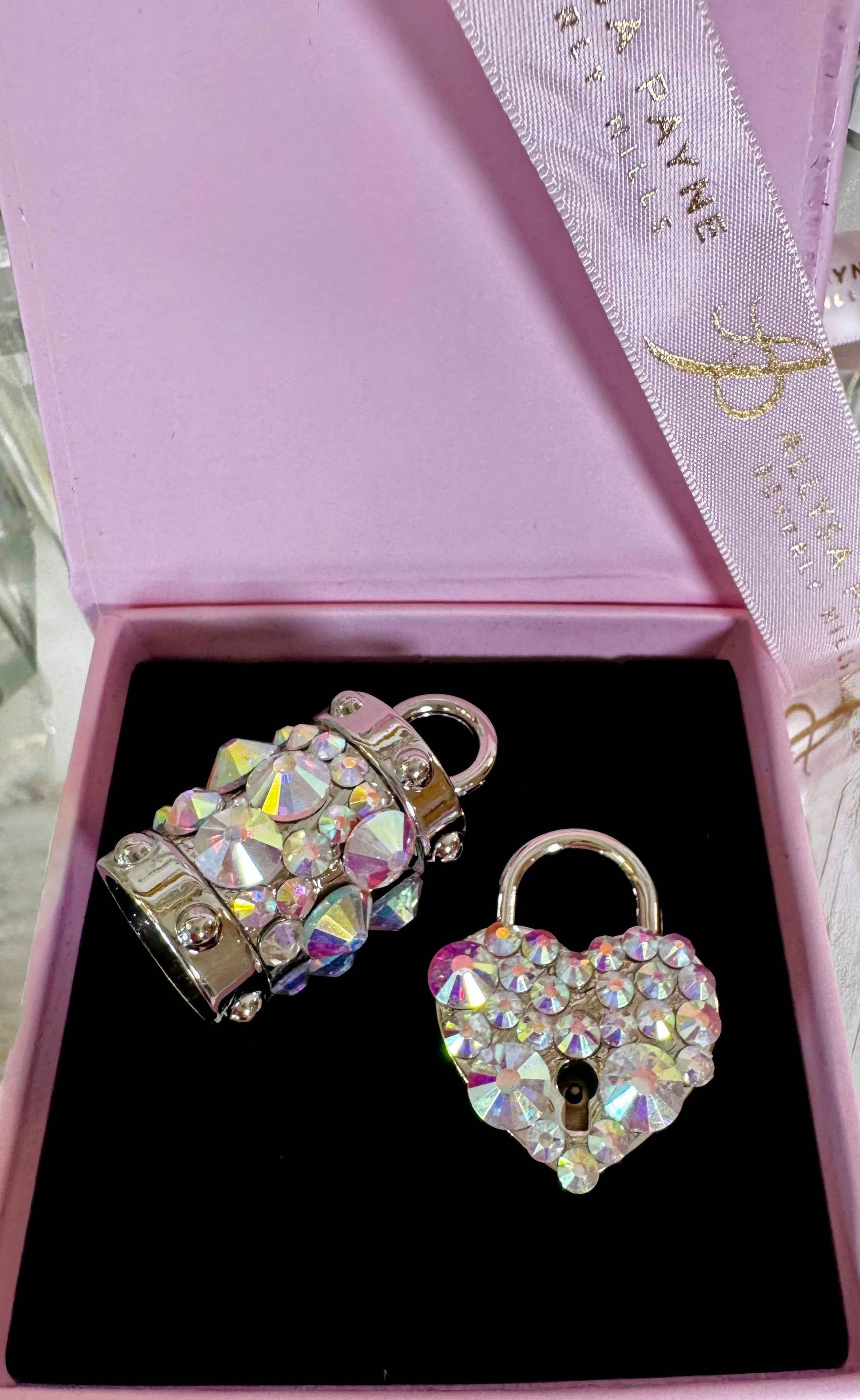 Allysa Payne Silver Swarovski Crystal Love Charm Set