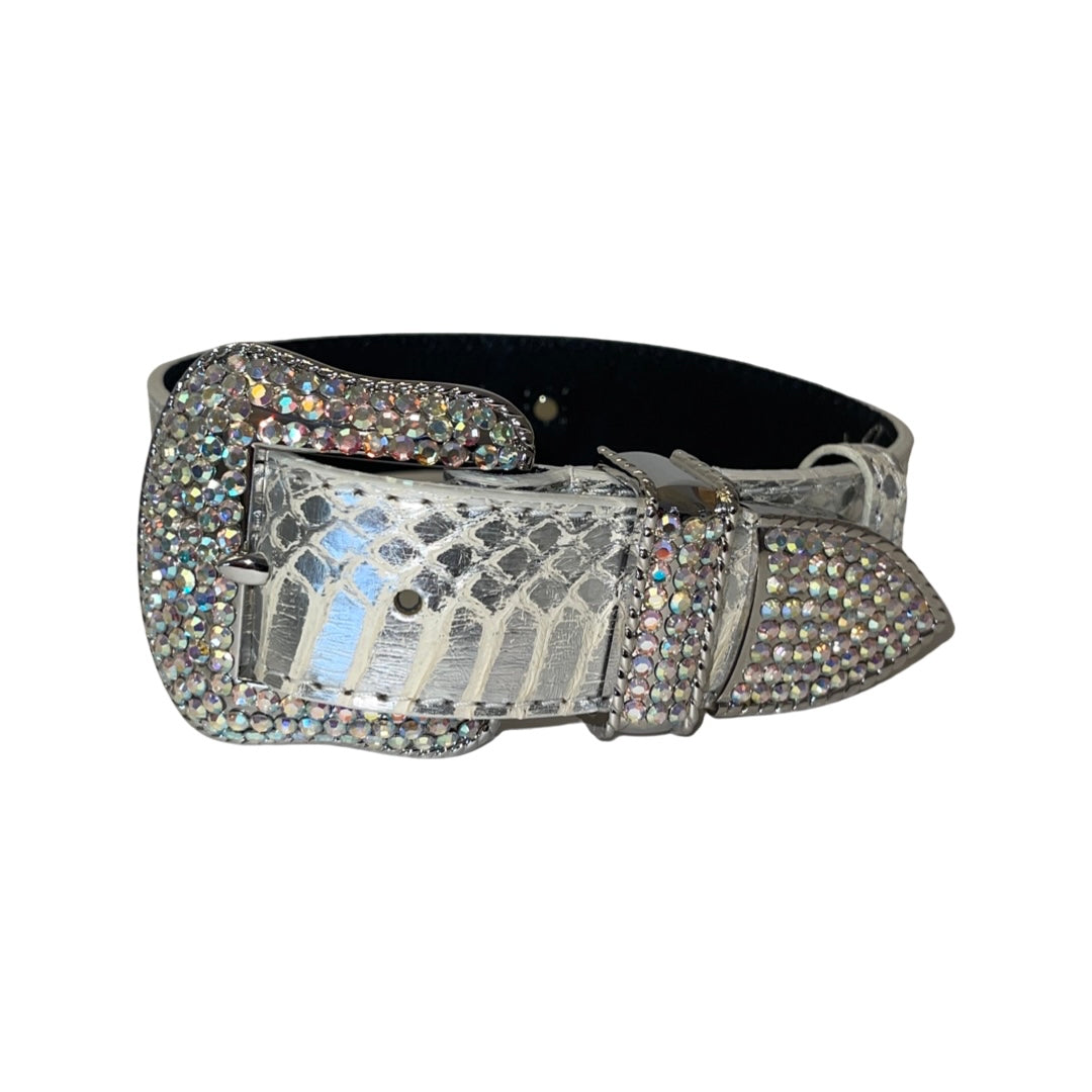 Allysa Payne Silver Snake/Swarovski Crystal Hardware Dog Collar