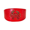 Red Orange Snake Wide Style Collar With Rhinestone Crab Accessory
