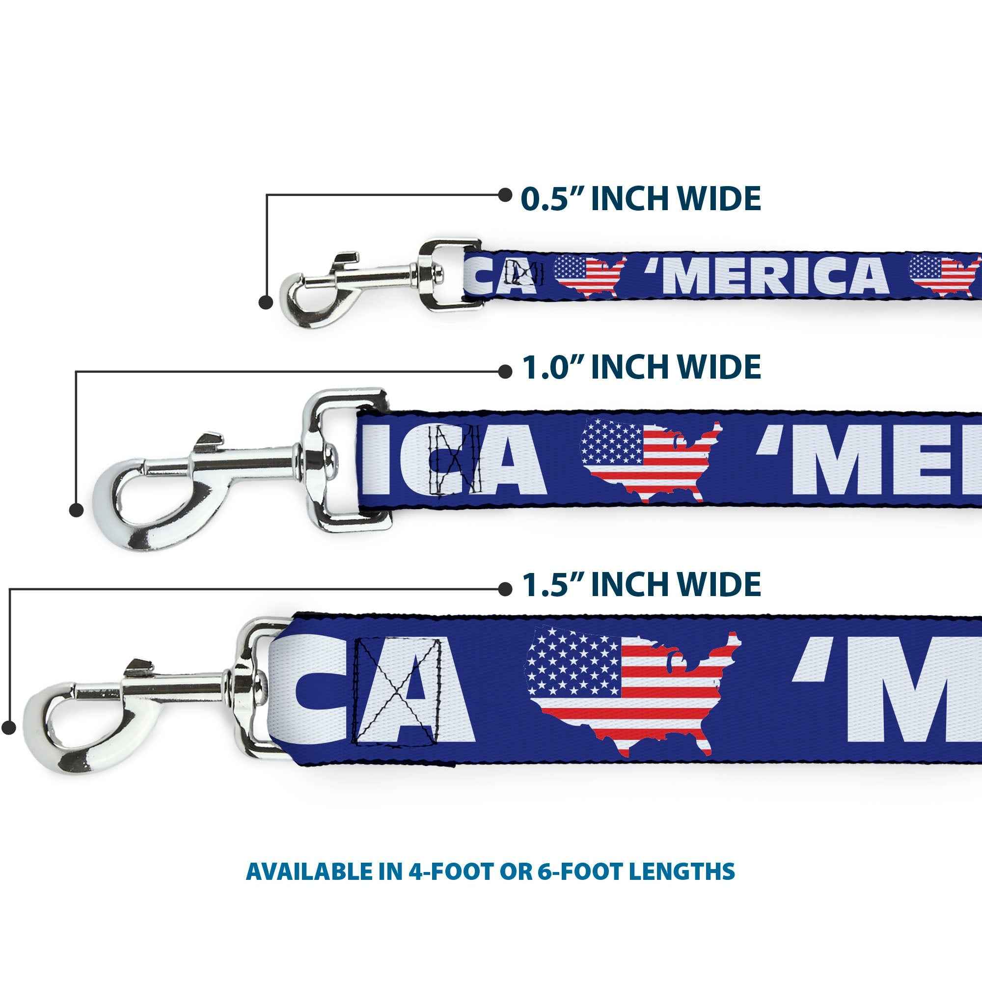 Dog Leash - MERICA/USA Silhouette Blue/White/US Flag