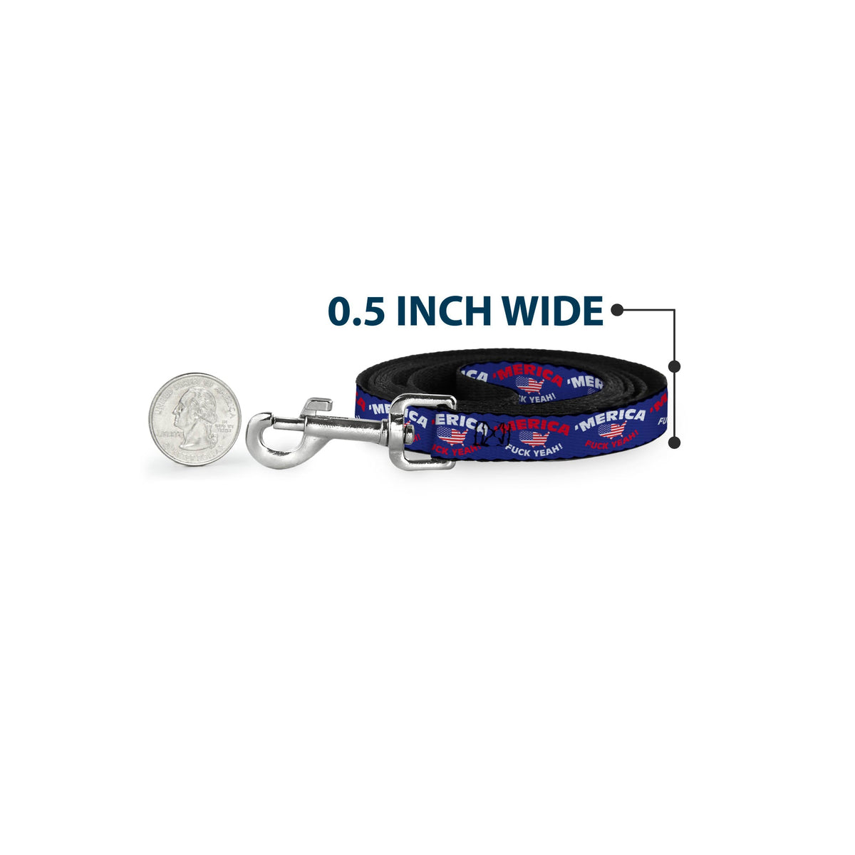Dog Leash - MERICA FUCK YEAH!/USA Silhouette Blue/White/Red/US Flag | HT Animal Supply