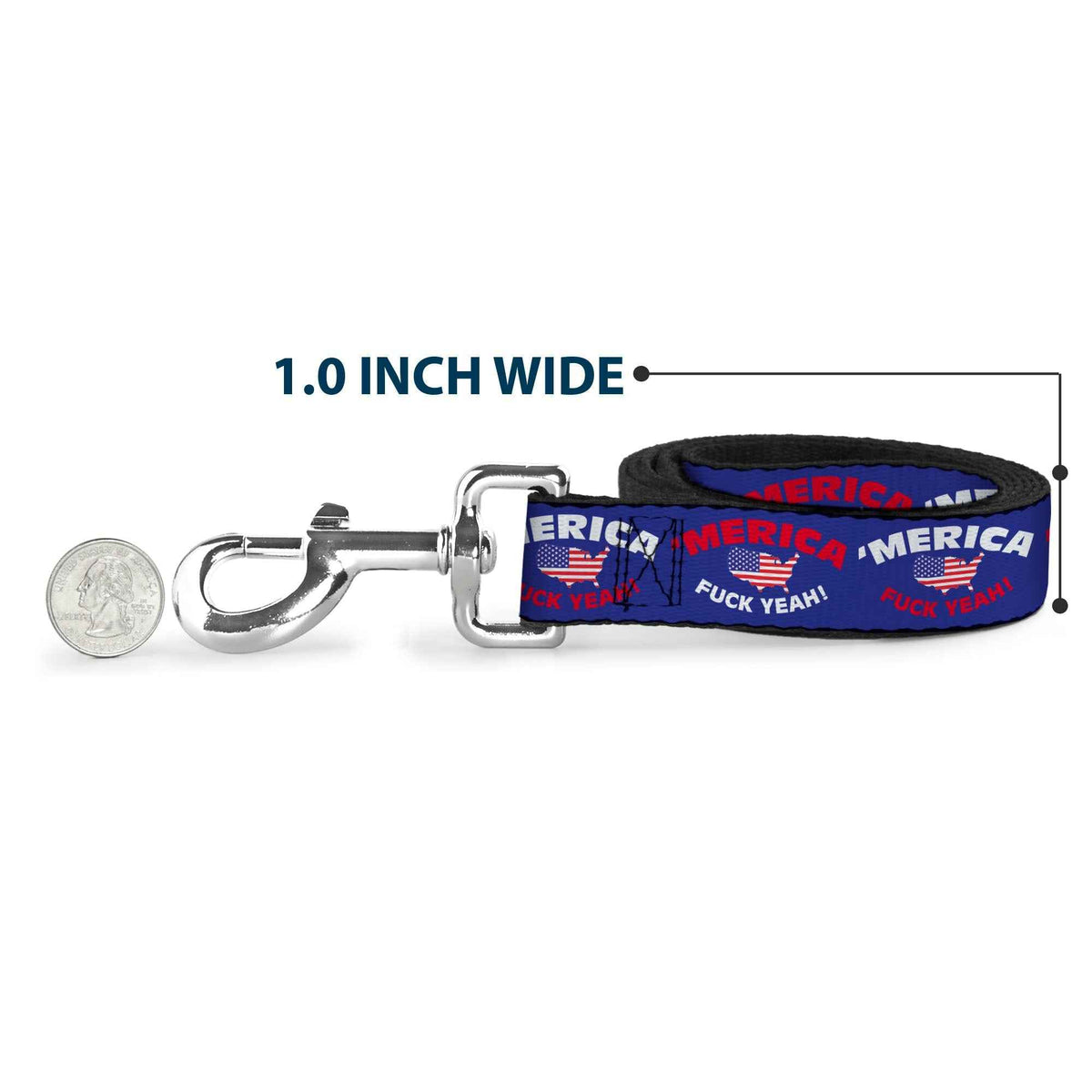 Dog Leash - MERICA FUCK YEAH!/USA Silhouette Blue/White/Red/US Flag