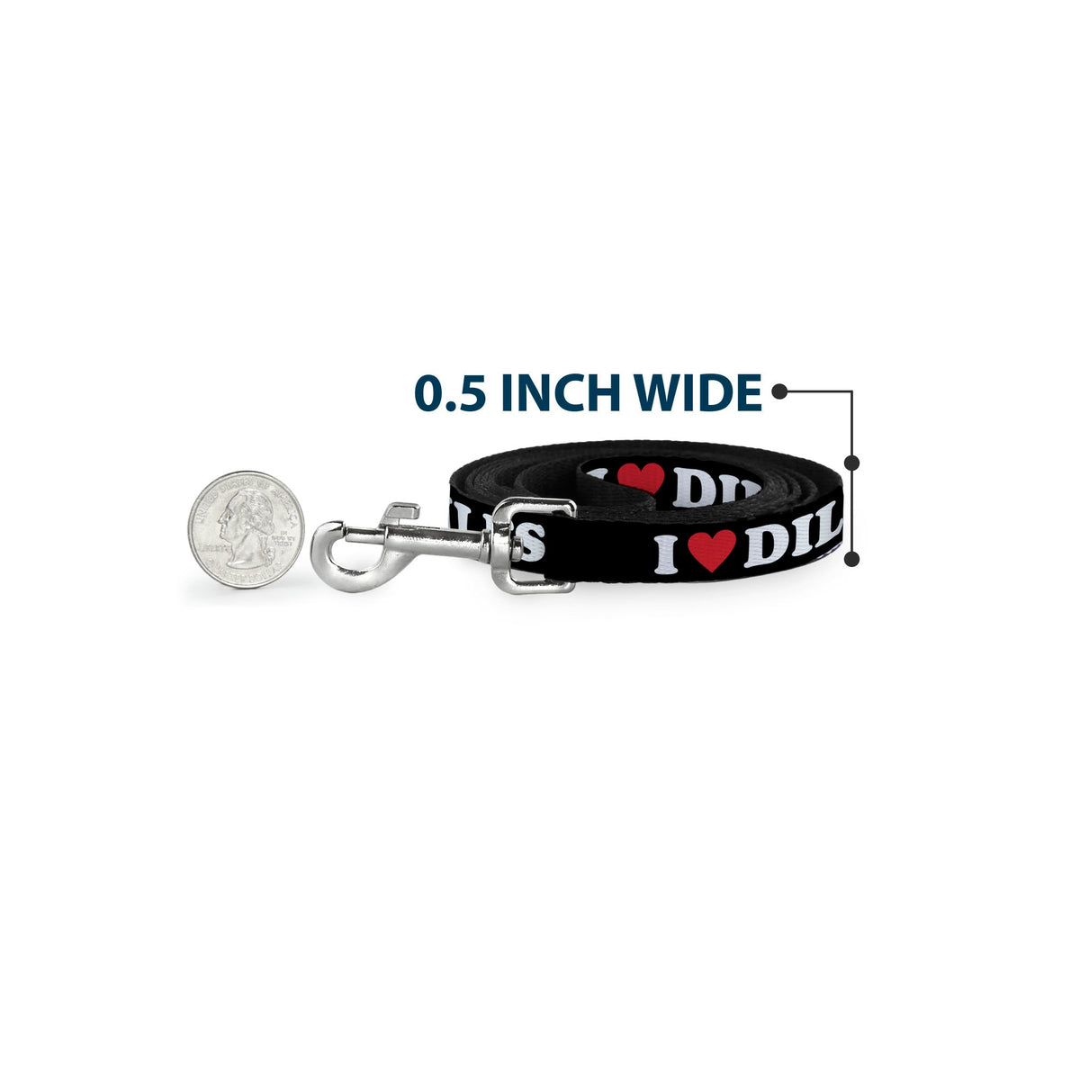 Dog Leash - I "HEART" DILFS Black/White/Red - HT Animal Supply