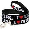 Dog Leash - I "HEART" DILFS Black/White/Red