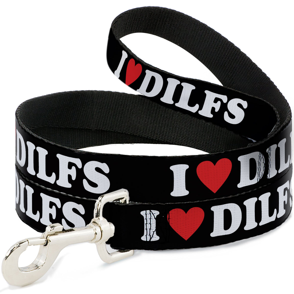 Dog Leash - I "HEART" DILFS Black/White/Red - HT Animal Supply