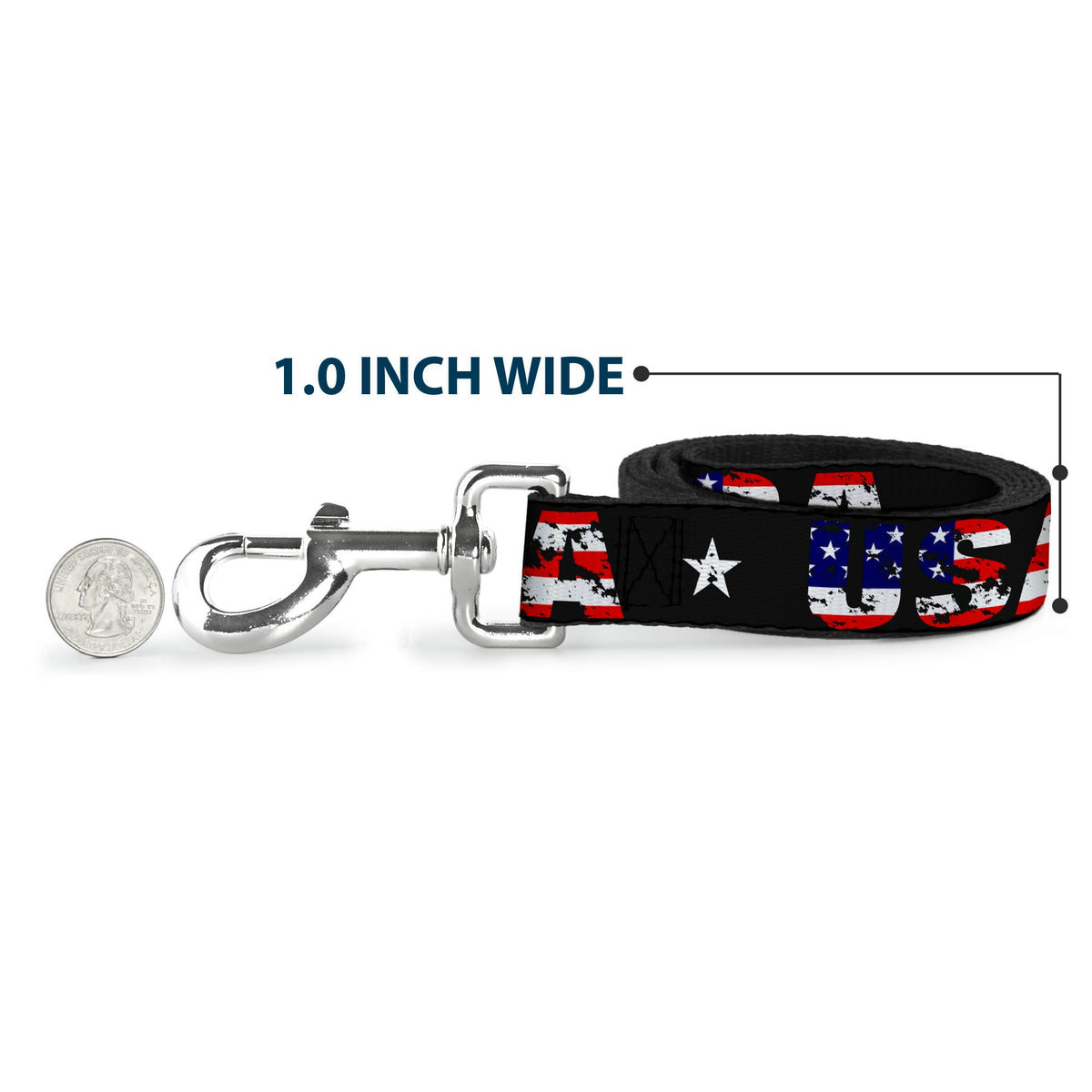 Dog Leash - USA w/Star Black/US Flags | HT Animal Supply