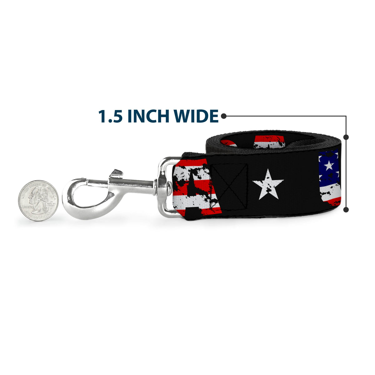 Dog Leash - USA w/Star Black/US Flags | HT Animal Supply