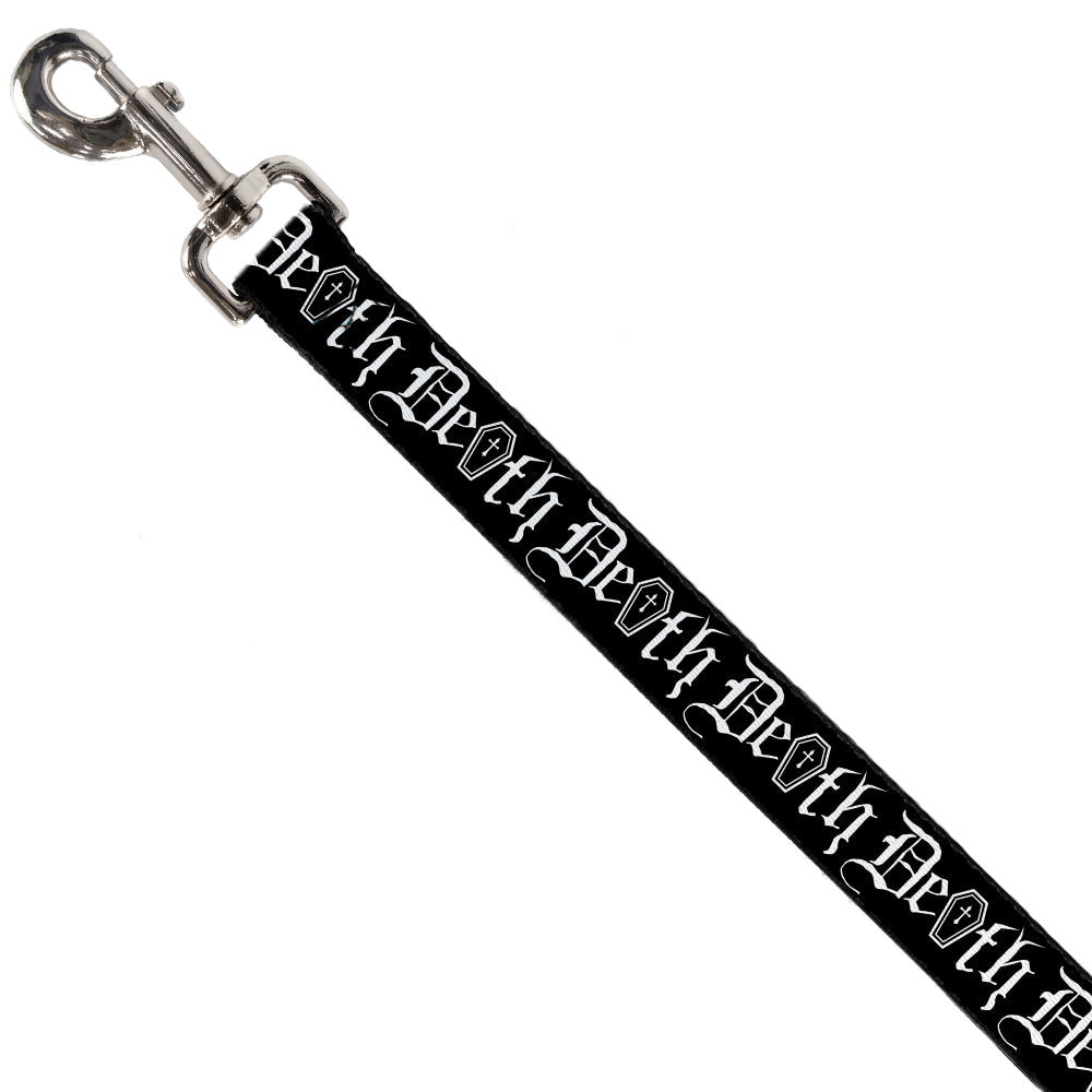 Dog Leash - DEATH w/Coffin Old English Black/White - HT Animal Supply