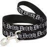 Dog Leash - DEATH w/Coffin Old English Black/White