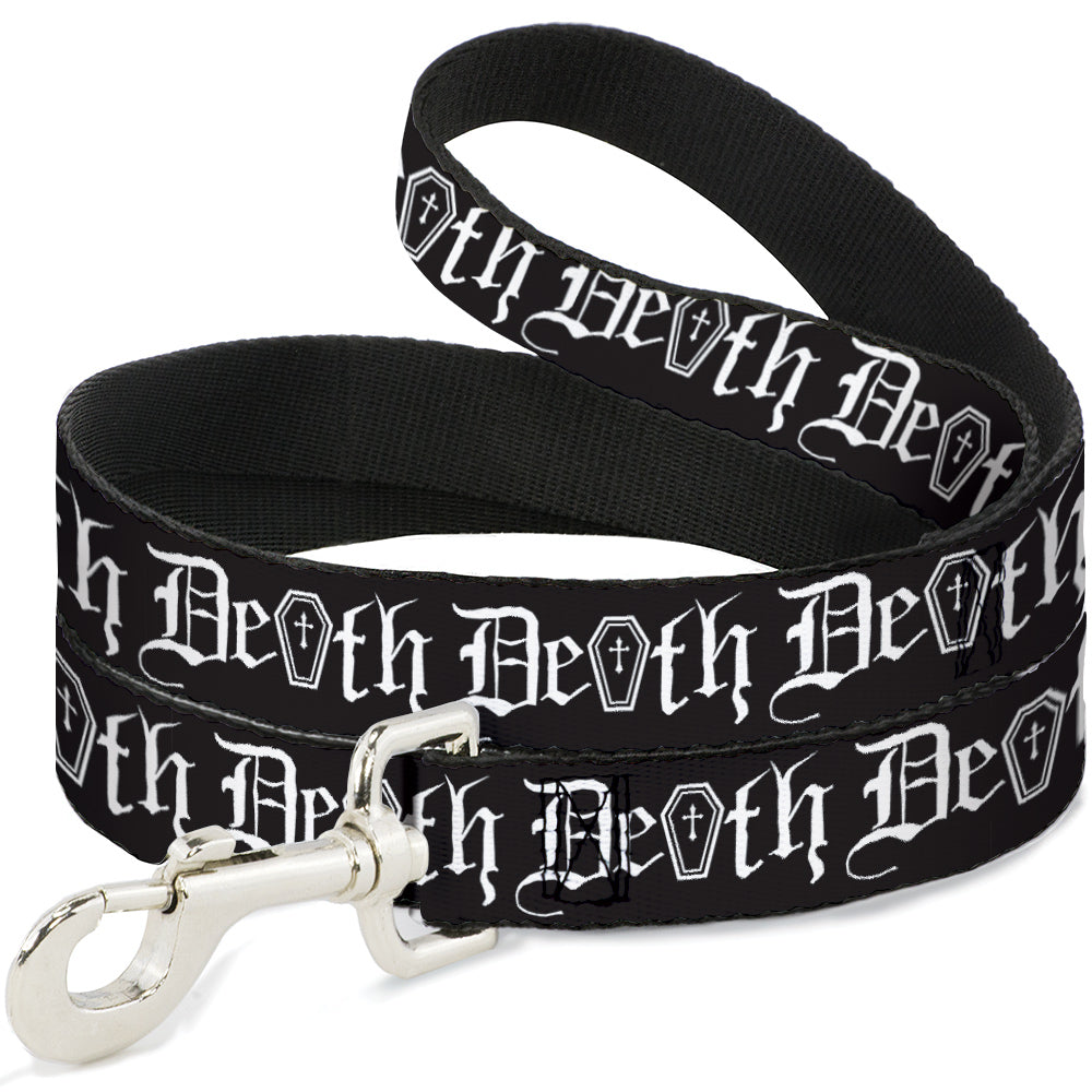 Dog Leash - DEATH w/Coffin Old English Black/White - HT Animal Supply