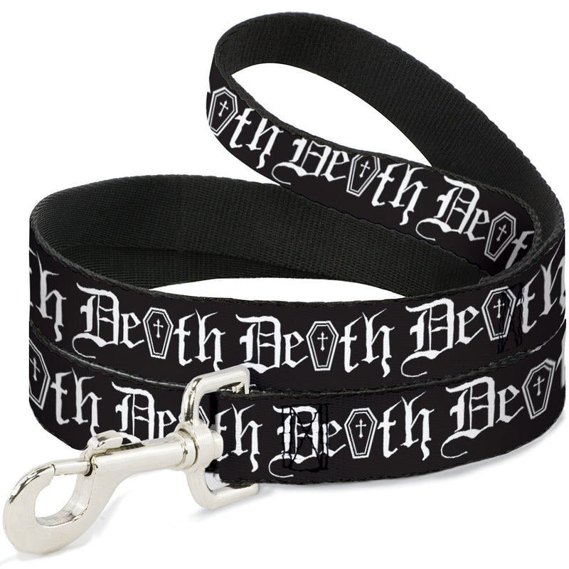 Dog Leash - DEATH w/Coffin Old English Black/White - HT Animal Supply
