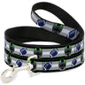 Dog Leash - Football/Helmet Stripe2 Black/Neon Green/Silver/White/Blue