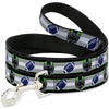 Buckle-Down Football & Helmet Stripe Black/Green/Silver Dog Leash