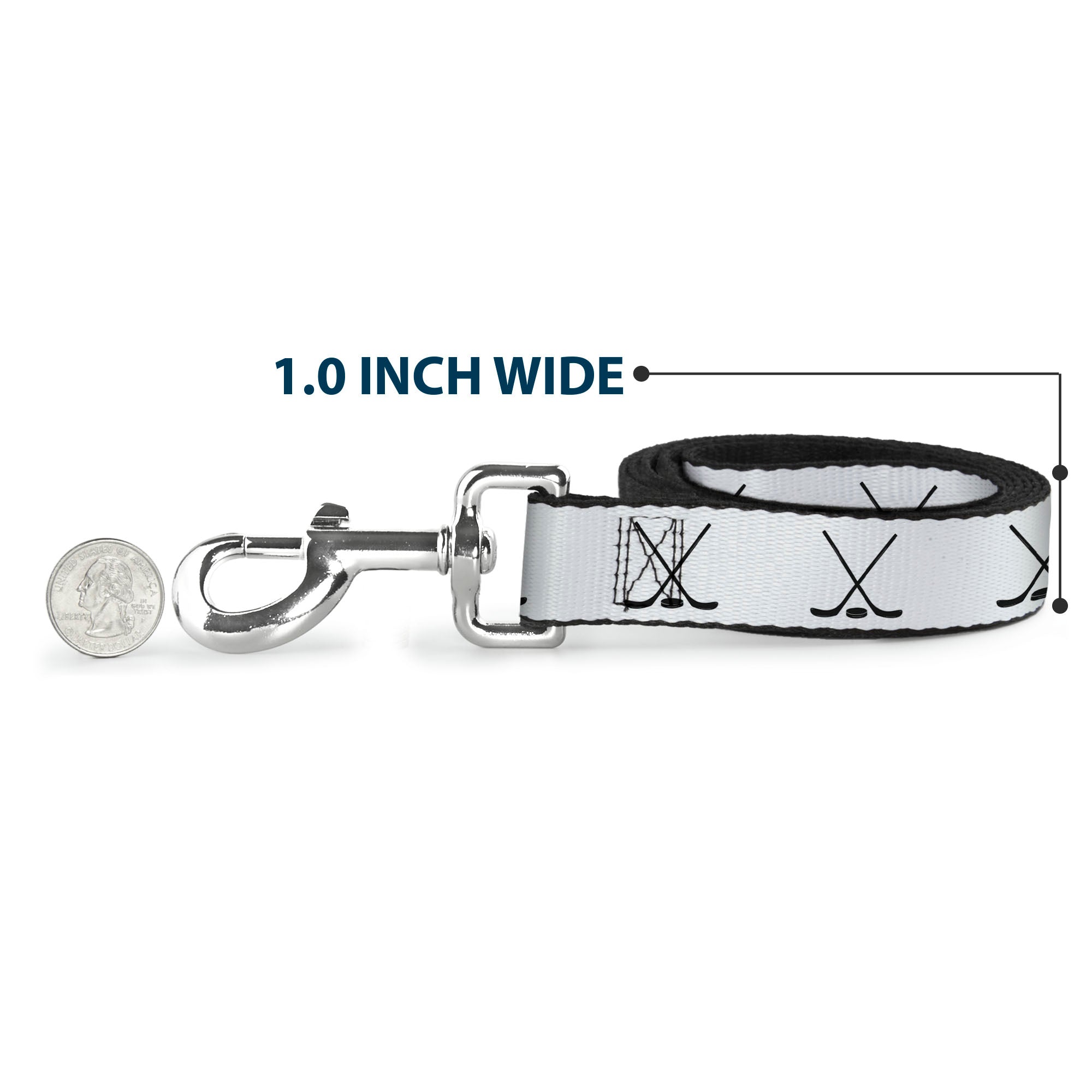 Dog Leash - Hockey Sticks and Puck White/Black - HT Animal Supply