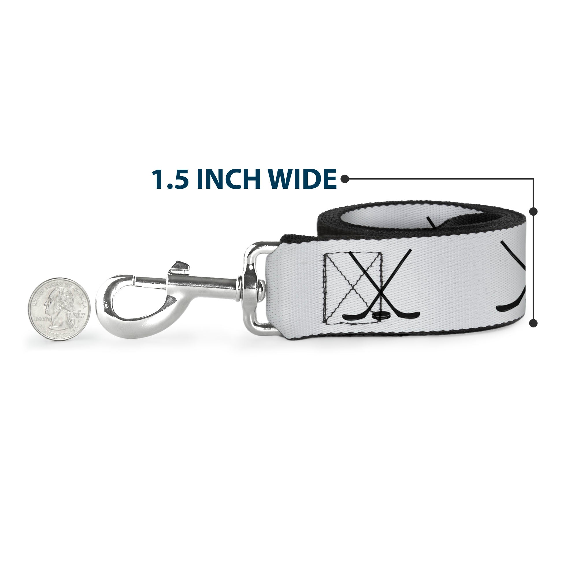 Dog Leash - Hockey Sticks and Puck White/Black - HT Animal Supply