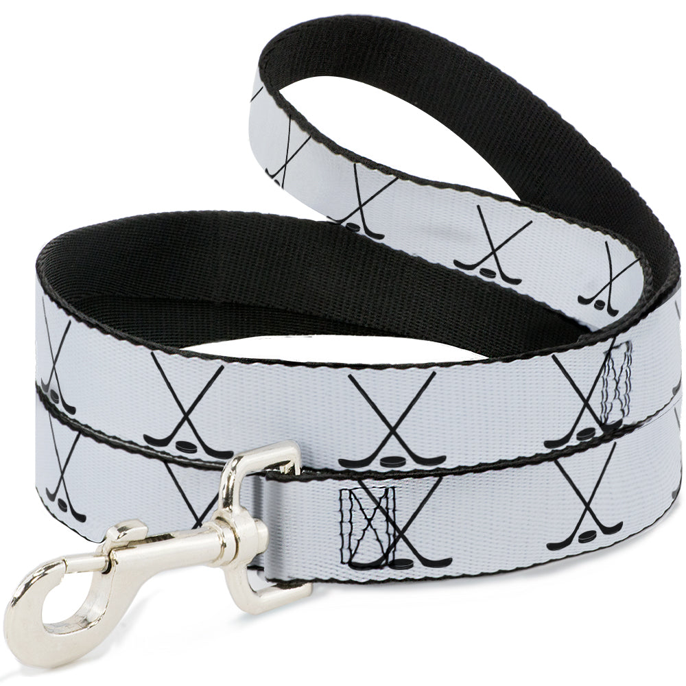 Dog Leash - Hockey Sticks and Puck White/Black - HT Animal Supply