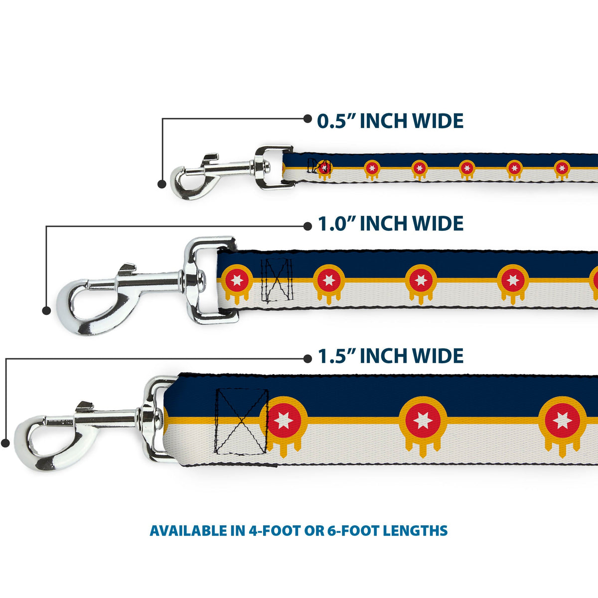 Dog Leash - Tulsa Oklahoma City Flag Navy Blue/Gold/Red/Beige - HT Animal Supply