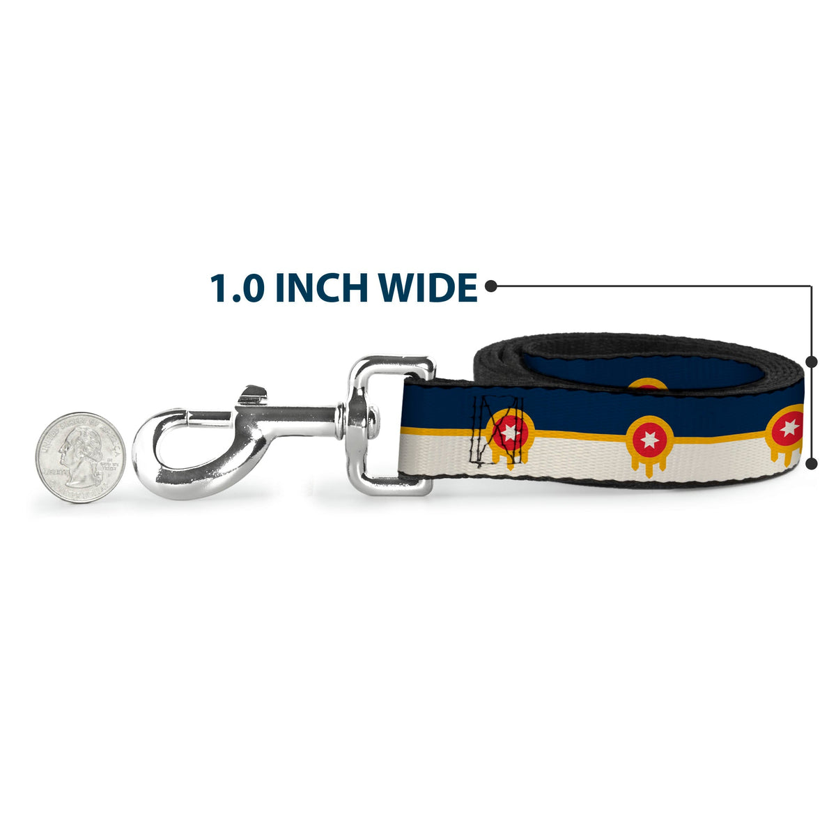 Dog Leash - Tulsa Oklahoma City Flag Navy Blue/Gold/Red/Beige - HT Animal Supply