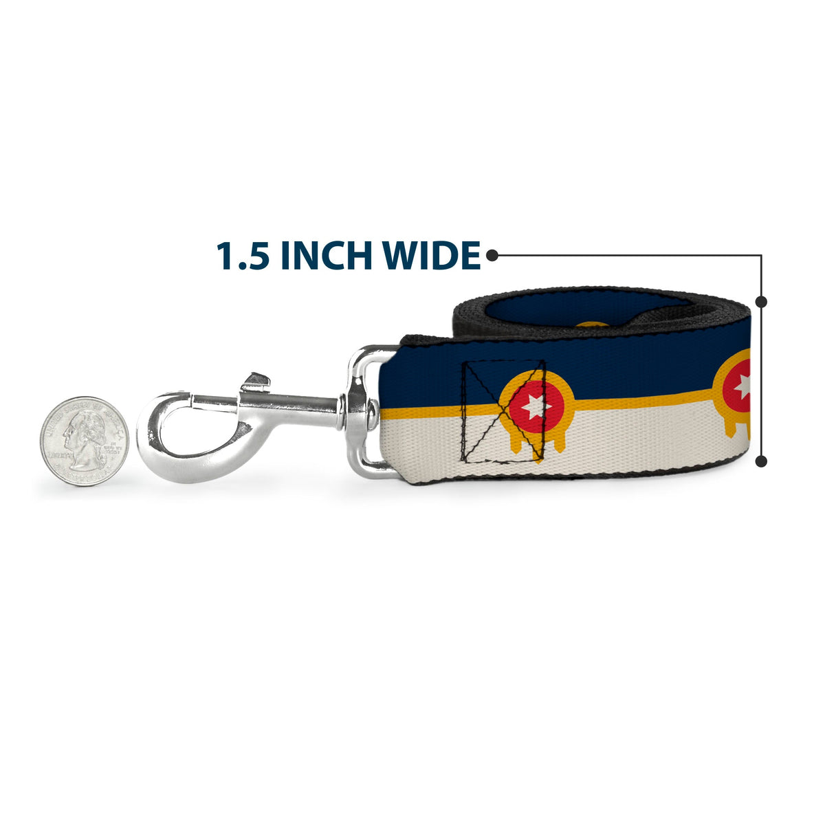 Dog Leash - Tulsa Oklahoma City Flag Navy Blue/Gold/Red/Beige - HT Animal Supply