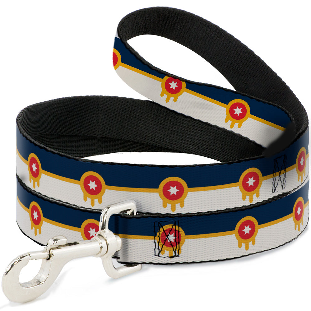 Dog Leash - Tulsa Oklahoma City Flag Navy Blue/Gold/Red/Beige - HT Animal Supply
