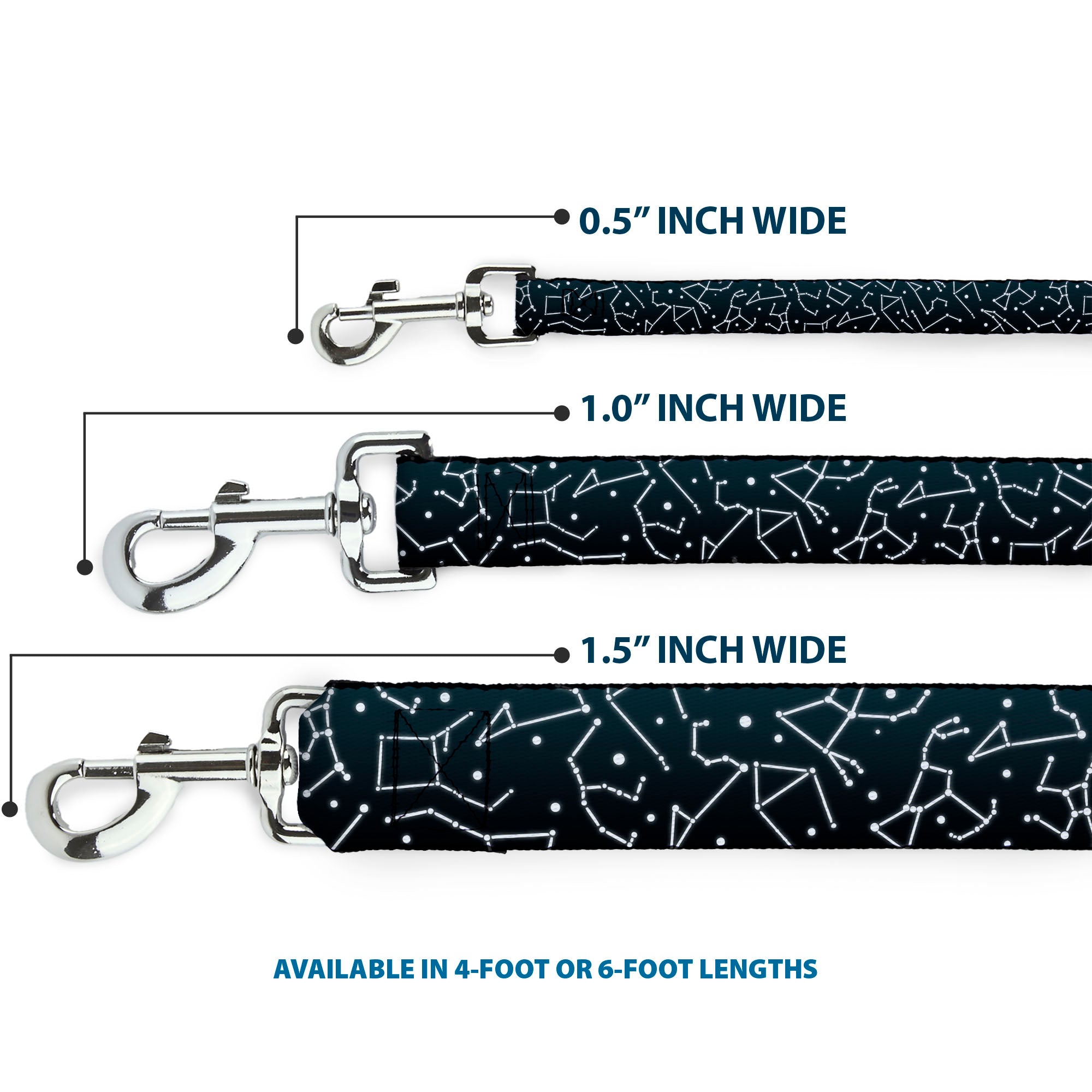 Dog Leash - Constellations Scattered Midnight Blue/White - HT Animal Supply