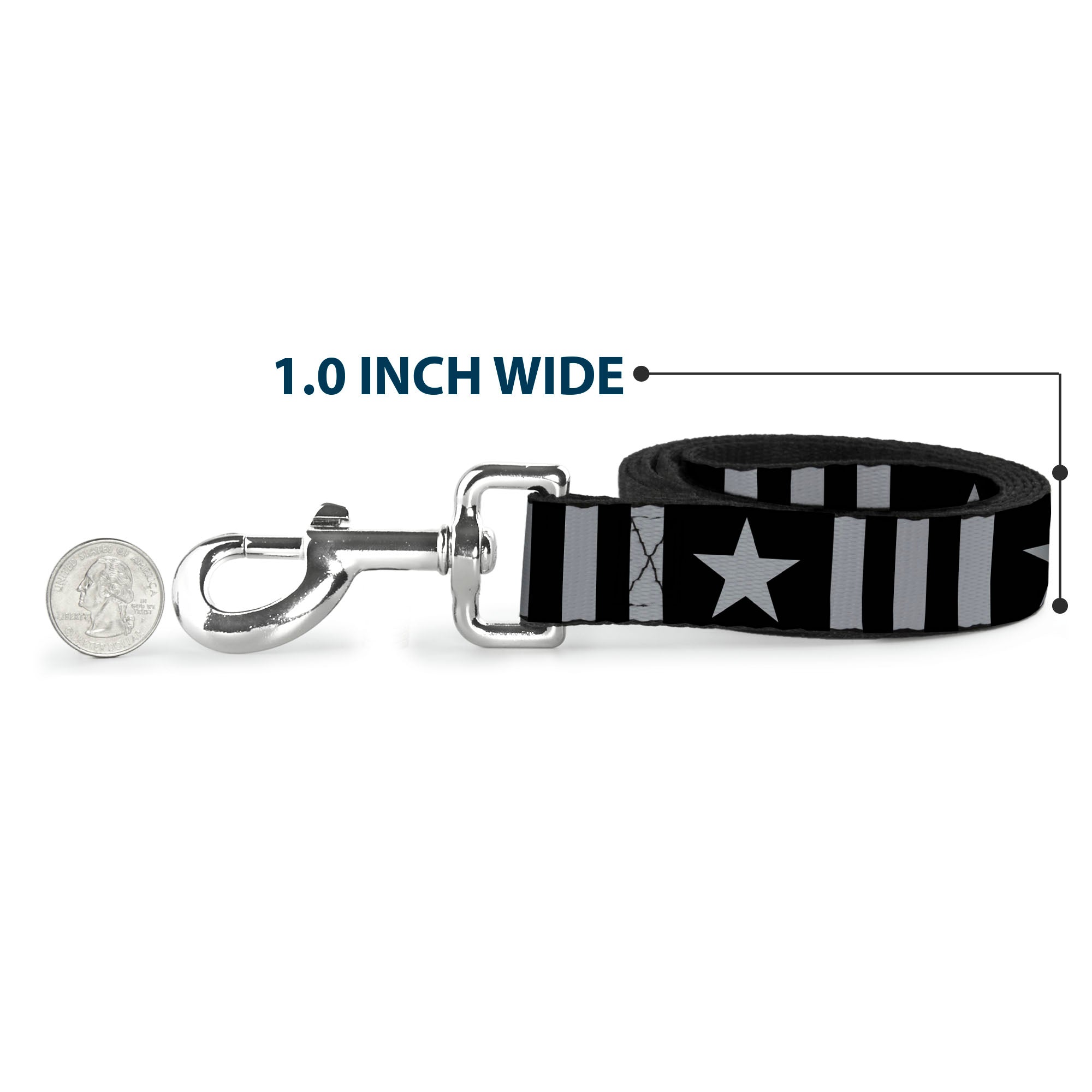 Dog Leash - Star and Three Stripes Black/Gray