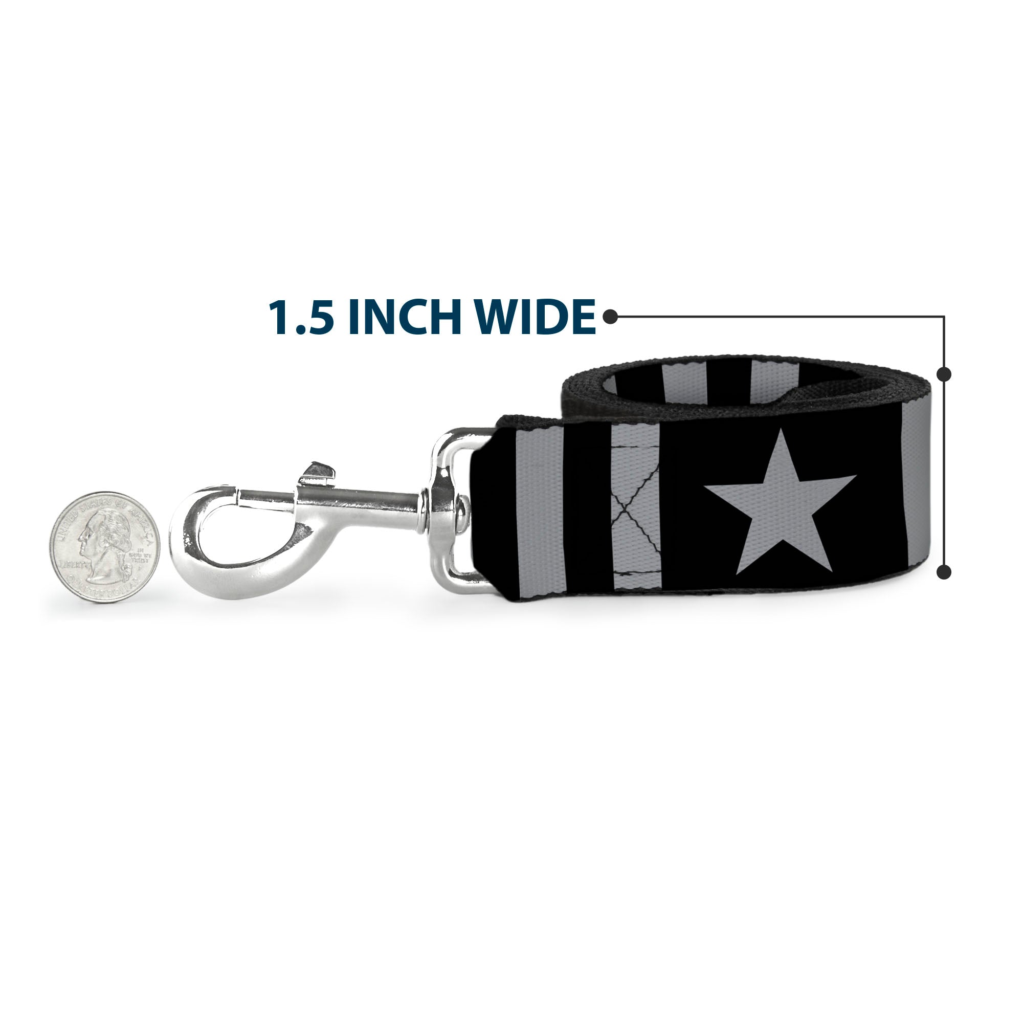 Dog Leash - Star and Three Stripes Black/Gray