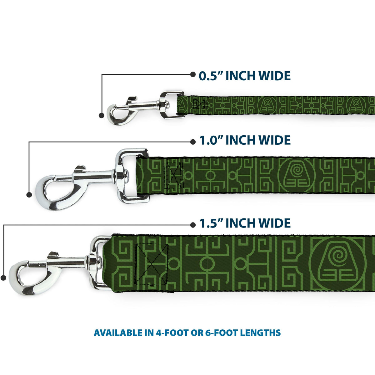 Dog Leash - Avatar Last Airbender Earth Element Symbol Black/Olive Green