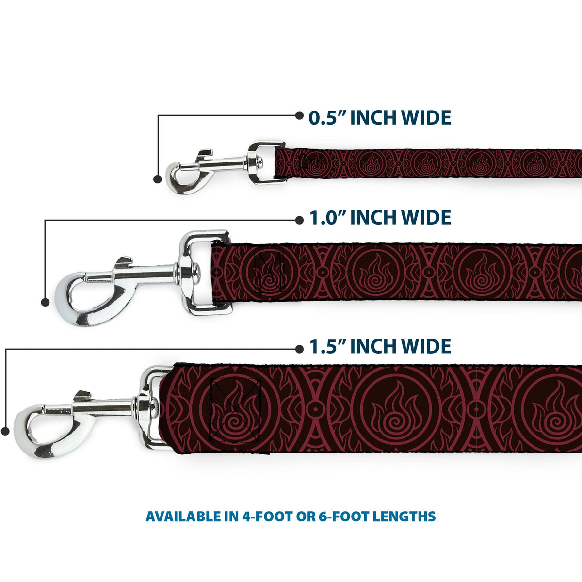 Dog Leash - Avatar Last Airbender Fire Element Symbol Black/Red - HT Animal Supply