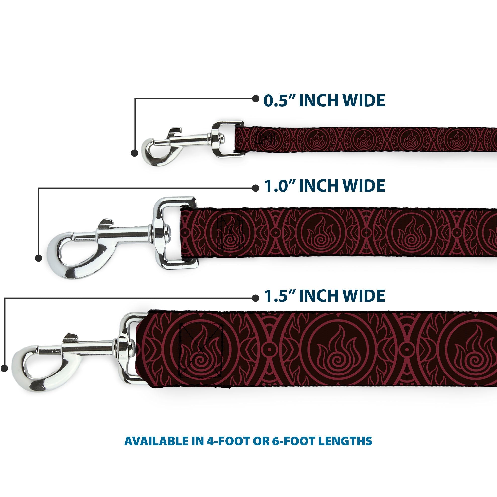 Dog Leash - Avatar Last Airbender Fire Element Symbol Black/Red - HT Animal Supply