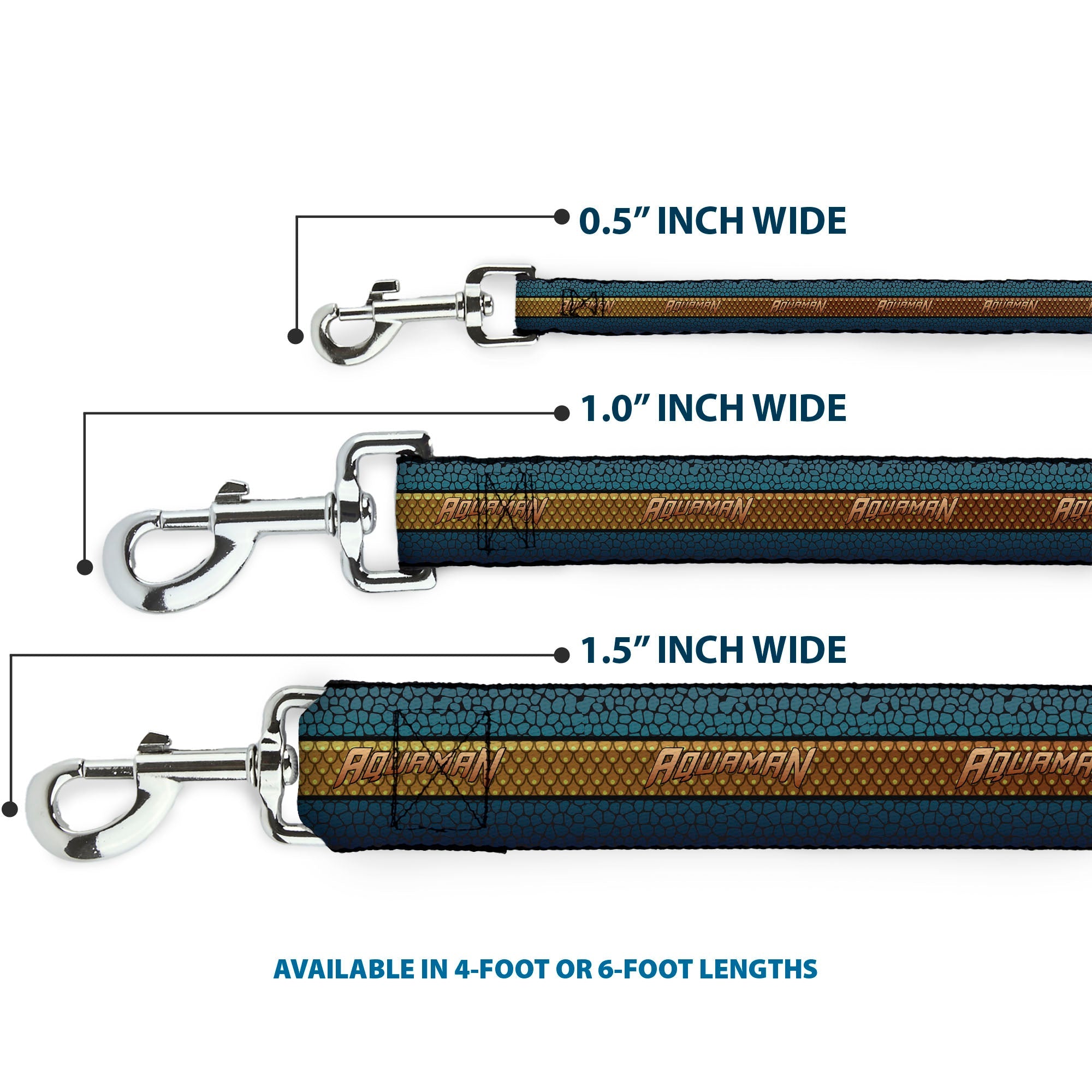 Dog Leash - AQUAMAN Scales Stripe Blues/Golds