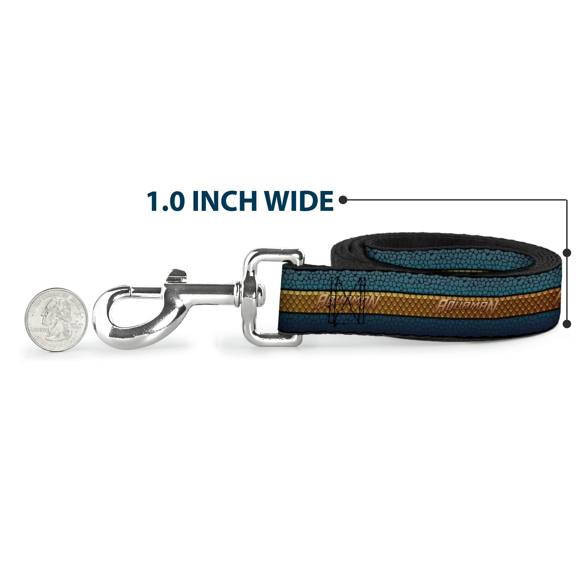 Dog Leash - AQUAMAN Scales Stripe Blues/Golds